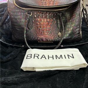 Brahmin Iridescent Crocodile Embossed Travel Bag